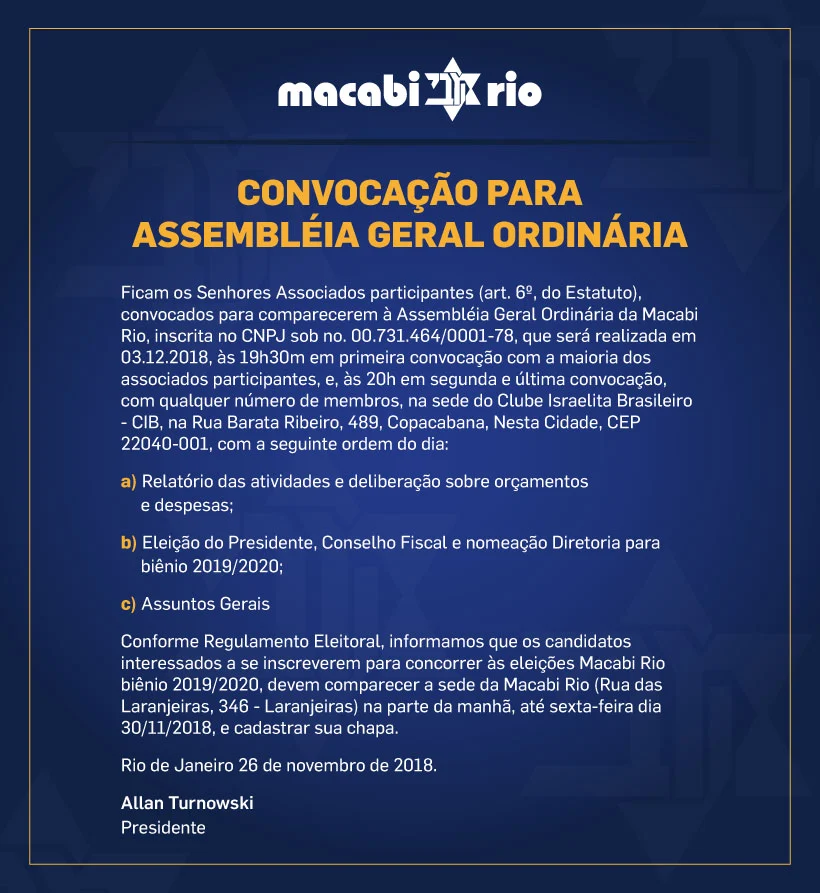 Convocação para Assembléia Geral Ordinária