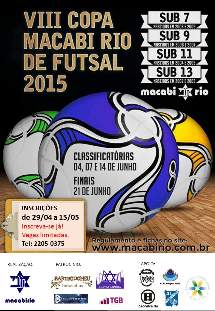 Abertas as inscrições da VIII Copa Macabi Riode Futsal