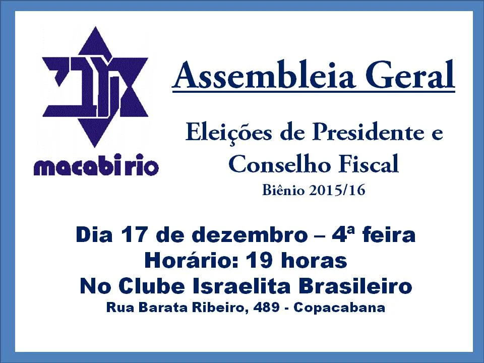 eleições macabi rio bienio 2015 16